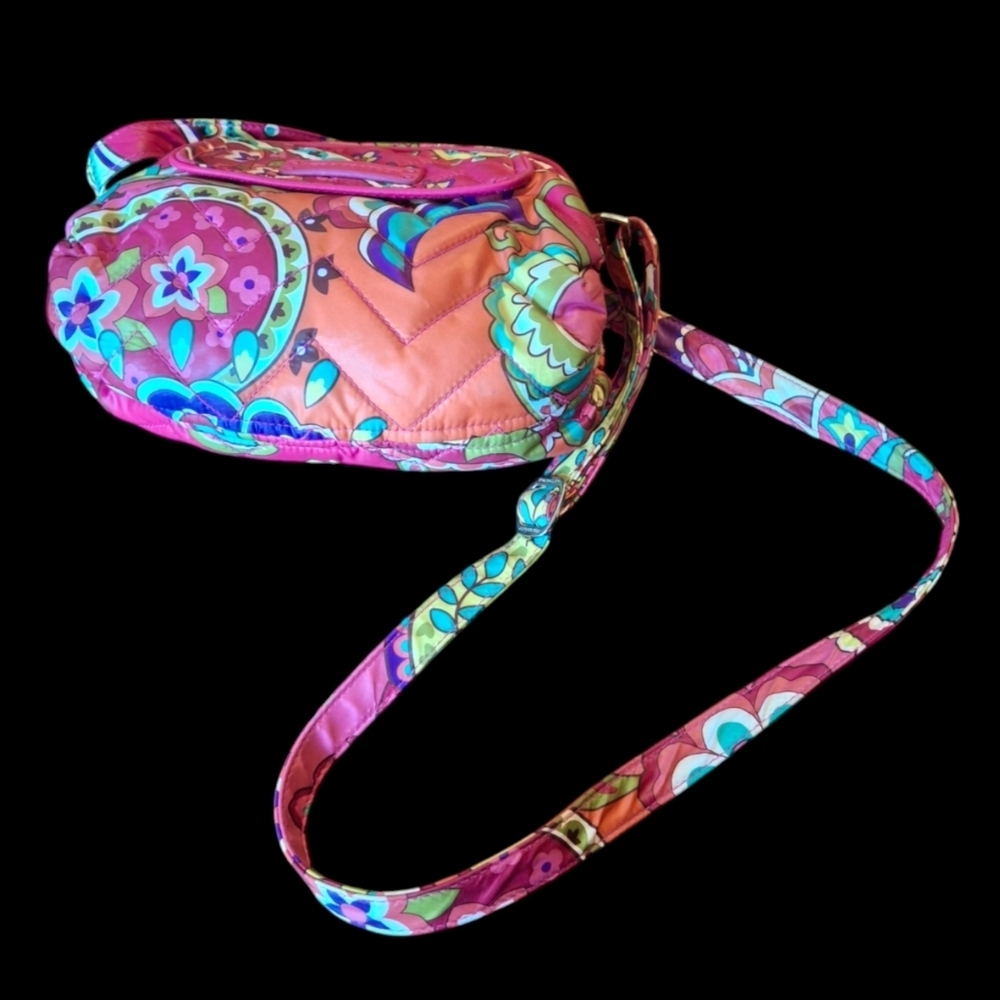 Vera Bradley Pink Swirls Multicolored Puffy Crossbody Shoulder Bag Purse